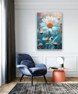 Arte de pared de vidrio con flores de colores brillantes vibrantes - Imagen 1 de 6