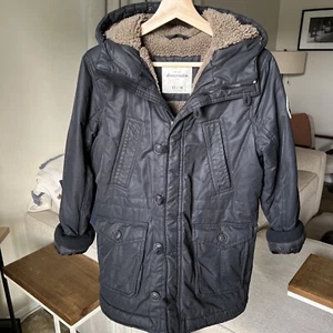 Abercrombie Kid’s Black Sherpa Lined Coat Size 13/14 - Picture 1 of 21