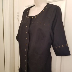 Ladies Black Skirt Suit  bronze metal details by Allison Woods  SZ 16W NWT - Picture 1 of 11