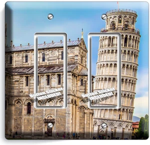 ITALIAN CATHEDRAL LEANING TOWER OF PISA 2 GFCI LIGHT SWITCH PLATE ROOM ART DECOR - Picture 1 of 1