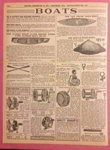 Angelrollen, Boote 1908 Sears Rehbock Vintage Werbung Katalog Seite - Bild 1 von 2