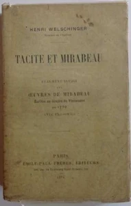 Tacite et Mirabeau | Henri Welschinger | Bon état - Picture 1 of 2