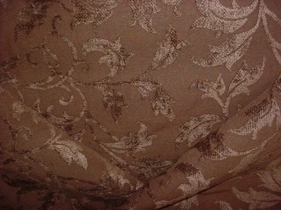 18-3/4 KRAVET 26748 CHOCOLATE SOFT MOCHA LEAF SCROLL CHENILLE UPHOLSTERY FABRIC - Image 1 of 4