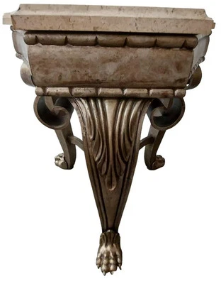 Винтажный современный посеребренный стол середины века из железа и мрамора с когтевыми ножками - Изображение 1 из 4