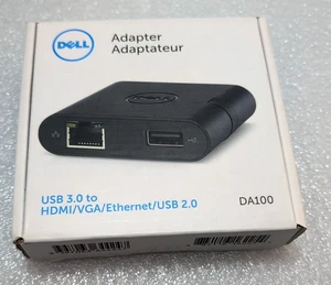 Adaptador de viaje Dell DA100 USB 3.0 a HDMI VGA Ethernet USB 2.0 nuevo stock antiguo - Imagen 1 de 3