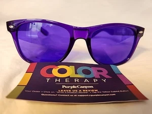 New Indigo Color Therapy Mood Glasses Serenity Light Therapy Chakra Healing - Picture 1 of 8