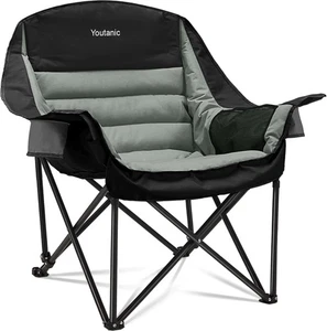 Oversized Camping Chair, Portable Folding Camping Chairs with Side Pocket, Cup - Picture 1 of 4