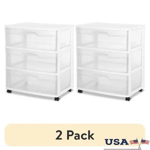 Breiter Aufbewahrungswagen mit 3 Schubladen 2 Stück Rollen Organizer Klar Schubladen Zuhause Mehrzweck - Bild 1 von 10