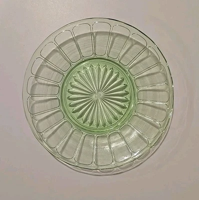 Vintage Green Depression Glass 6.5" Plate Hazel Atlas Ribbon Pattern - Image 1 of 4