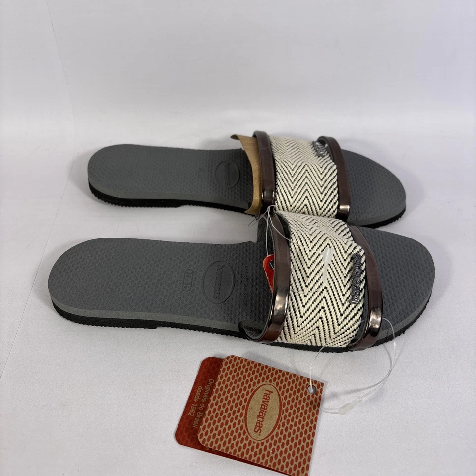 Sandalias sin cordones Havaianas gris acero para mujer talla 6W blancas grises metálicas Foto 1 de 4