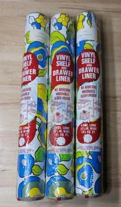 Vintage VINYL REGAL & SCHUBLADENEINSATZ Portulaca blau 1970er 13,5"x4 Yds Menge 3 - Bild 1 von 3