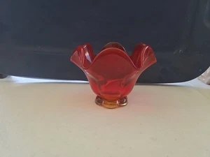Vintage L.E Smith Amberina Handkerchief Glass Candy Dish Bowl Vase - Picture 1 of 3