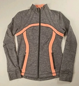 Giacca donna Lululemon Define taglia 8 full zip fori pollice grigio/arancione  - Foto 1 di 9