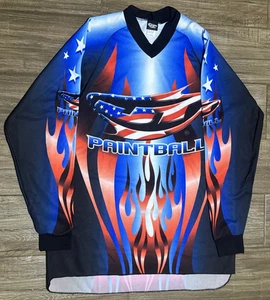 JT USA American Flag Flames Paintball Jersey Size XL - Picture 1 of 3