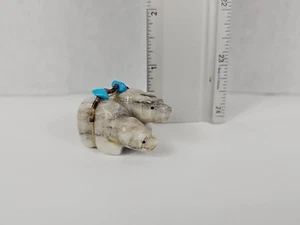 Bear Pair Zuni Fetish Carving - Ed Lementino Native American #42 - Picture 1 of 12