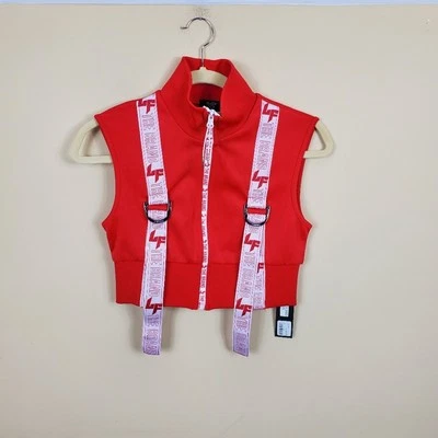 LF the Brand Cropped Branded Logo Vest in Red Size S - Image 1 of 4