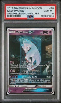 Pokémon Sun & Moon Shining Legends Secret #78 2017 Mewtwo GX PSA 10 Foto 1 de 2