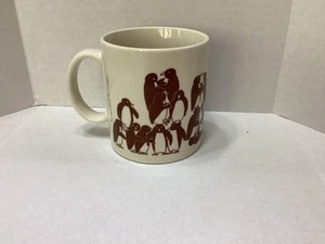 Vintage 1979 Taylor & Ng Naughty Penguin Orgy Brown Ceramic Coffee Mug Tea Cup - Picture 1 of 5