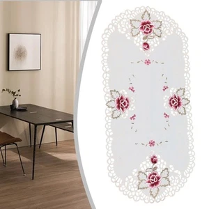 Oval Bestickte Tischdecke Blumendeckchen Kaffeetischdecke Deckchen Satinbezug - Bild 1 von 12