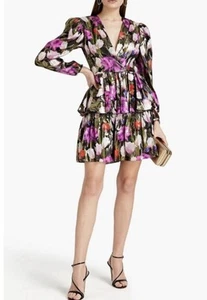 BORGO DE NOR AMELIA MINIKLEID METALLIC FLORAL-PRINT SEIDENMISCHUNG JACQUARD FUCHSIA - Bild 1 von 14