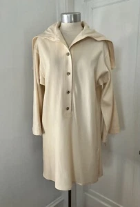Vintage 70er Jahre Calvin Klein Wolle Flanell Tunika mit wandelbarer Kapuze Neu mit Etikett - Bild 1 von 9