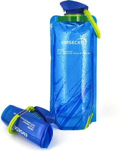 Collapsible Water Bottle - 700Ml Foldable Bpa-Free Durable Carabiner Reusable Fl - Picture 1 of 12