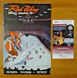 Gordie Howe Hockey HOF Signed 1950's Red Wings Program JSA COA - Picture 1 of 5
