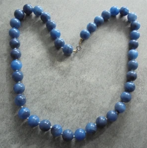 Statement Halskette Schmuck blaue Perlen glänzend Karabinerverschluss Nr. 2453 - Bild 1 von 6
