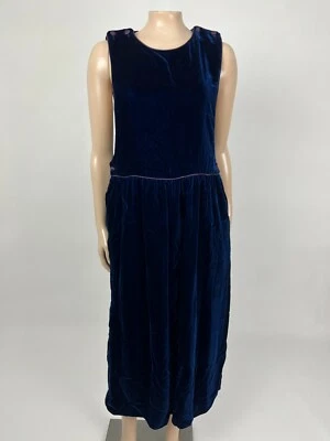 Vintage 80's 90's Allen Solly Women's Jumper Dress Velvet Button Blue Purple X18 - Image 1 of 4