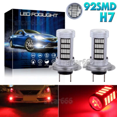 92SMD H7 Red LED Projector Bulbs w/ Error Free Decoders For BMW E46 3 Series DRL - Image 1 of 4