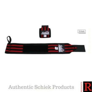 Schiek Black Line Wrist Wraps Heavy Duty - Black/Red Style No 1124B - Picture 1 of 2