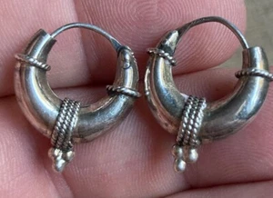 Vintage Sterling Silber 925 Rund Kreis Rund Damen Creolen - Bild 1 von 14
