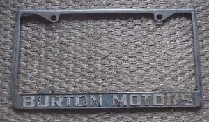 Burton Motors Desoto Dealership License Plate Frame Rare Metal Embossed Carrier - Picture 1 of 1