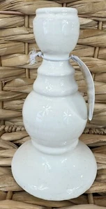 Pottery Barn Farmhouse Candle Holder Emery Ceramic Candlestick WHITE 5.25” NEW - Picture 1 of 2