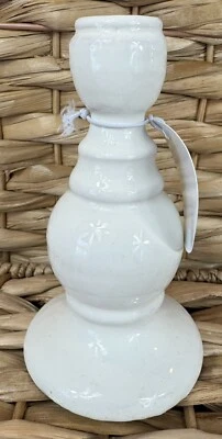 Pottery Barn Farmhouse Candle Holder Emery Ceramic Candlestick WHITE 5.25” NEW - Image 1 of 2