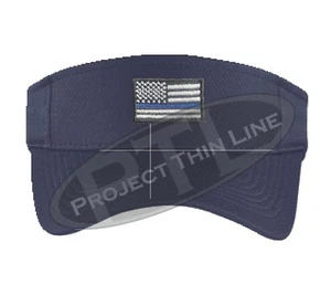 Embroidered Thin Blue Line American Flag Police Law Enforcement Cop Sun Visor - Picture 1 of 6