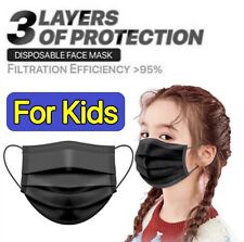 10/100PCS Black Face Mask Mouth & Nose Protector Respirator Disposable Kids Mask