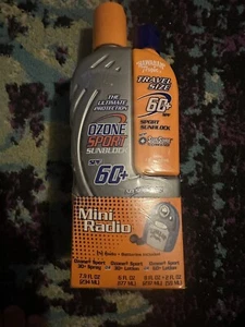 Hawaiian Tropic Ozone Sport Sunblock SPF 60+ Waterproof 8 Oz + 2 Oz + Mini Radio - Picture 1 of 4