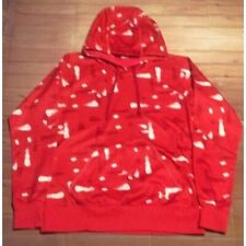 Womens Under Armour Fleece Hoodie Sweatshirt Pullover SM Small Red White Print