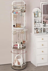 Rotating Jewelry Holder Organizer - Necklace Display Earring Storage Tower Stand - Picture 1 of 10