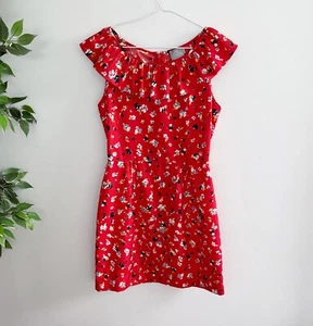 Hi There by Karen Walker Women's Size 8 Dress Red Floral Ruffle - Picture 1 of 8