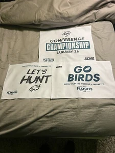 PHILADELPHIA EAGLES PLAYOFF RALLY TOWEL SET OF 3 VS PACKERS RAMS COMMANDERS - Picture 1 of 4