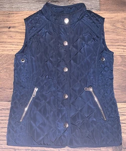 Zara For Girls Navy Blue Full Zip Quilted Vest Size 5/6 - Picture 1 of 8