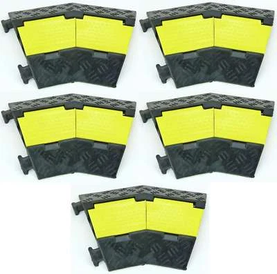 CP CABLE PROTECTOR 5 St. 45° Biegung 2 Kanal ECO Gummi Kabelbrücke Überfahrschutz Bogen Corner Ecke