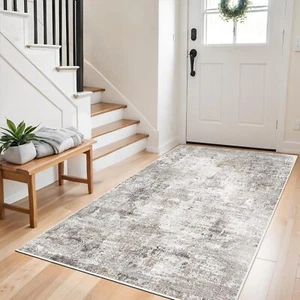 New-3x6 Washable Non-Slip Kitchen Runner Rug with Rubber Backing Modern Abstract - Picture 1 of 5