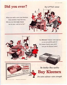 Print Ad Kleenex Little Lulu 1955 Cartoon Full Page Large Magazine 13.5"x10.5" - Picture 1 of 1