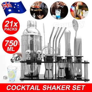 21PCS Cocktail Shaker Set Maker Mixer Martini Spirits Bar Strainer Bartender AU - Picture 1 of 11