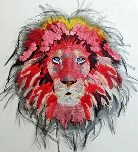 Red Lion Large Handmade Embroidered Patch for Jacket Backing - Picture 1 of 5