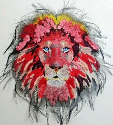 Red Lion Large Handmade Embroidered Patch for Jacket Backing - Image 1 of 4
