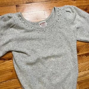 VTG Beldoch Popper Wool Blend Sweater Embellished Round Neck Size M - Grey - Picture 1 of 6